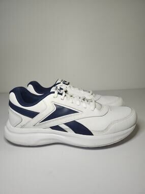 Reebok Men’s Walk Ultra 7 White Navy Sz 8.5 Leather Athletic Sneaker DMX Max